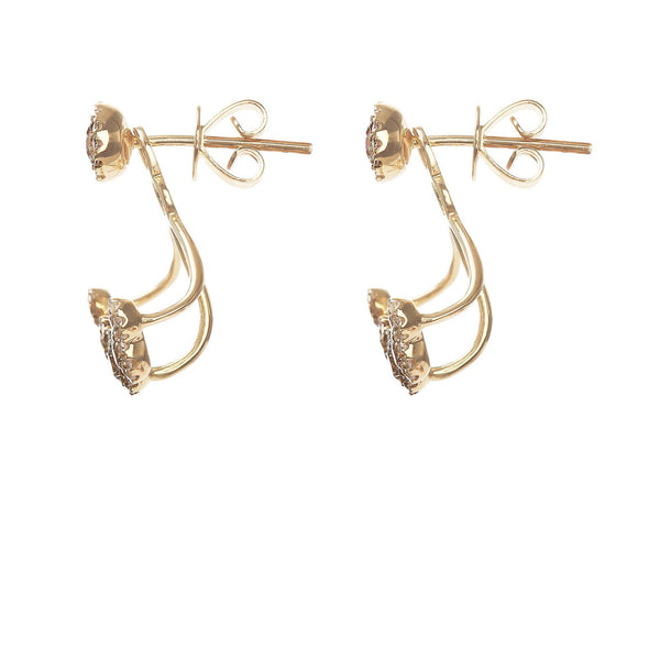 Minimalist 0.8 CT Round Diamond Ear Jackets Set in 14K Yellow Gold, Multiwear Earrings | Minimalist 0.8ct round diamond drop earrings set in 14k yellow gold. Earrings can be worn one of ...