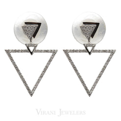 Minimalist 0.3 CT Diamond Triangle Drop Earrings Set In 18K White Gold