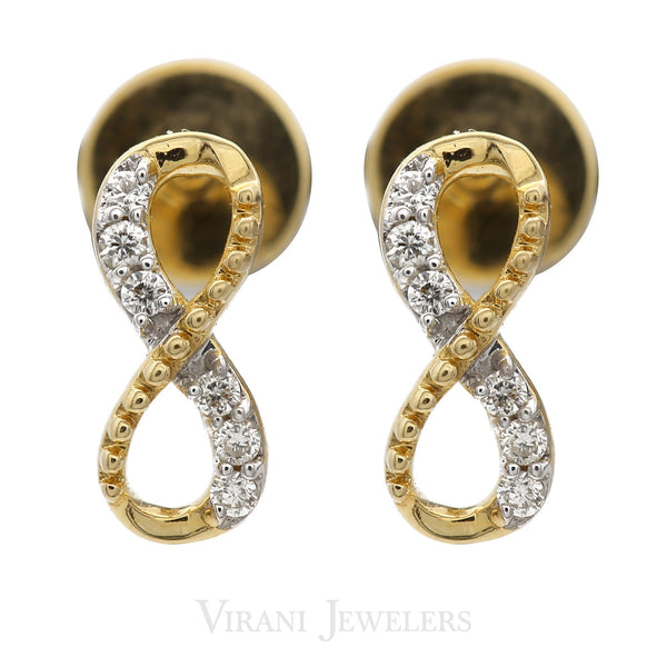 0.16CT Diamond Infinity Pendant & Earrings Set in 18K Yellow Gold | 0.16CT Diamond Infinity Pendant & Earrings Set in 18K Yellow Gold for women. Classic inifinit...