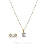 0.29 Diamond Knot Pendant Necklace & Earrings Set in 18K Yellow Gold | 0.29 Diamond Knot Pendant Necklace & Earrings Set in 18K Yellow Gold for women. Pendant and e...