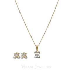 0.29 Diamond Knot Pendant Necklace & Earrings Set in 18K Yellow Gold