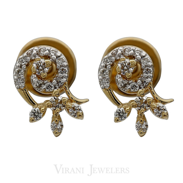 0.46 Diamond Swirl Fluer Pendant Necklace & Earrings Set in 18K Gold | 0.46 Diamond Swirl Fluer Pendant Necklace & Earrings Set in 18K Gold for women. Pendant and e...