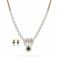 1.72CT Diamond Teardrop Chain Link Necklace & Earrings Set in 18K Yellow Gold