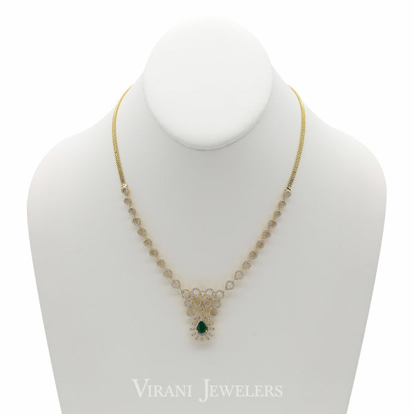1.72CT Diamond Teardrop Chain Link Necklace & Earrings Set in 18K Yellow Gold | 1.72CT Diamond Teardrop Chain Link Necklace & Earrings Set in 18K Yellow Gold for women. Spar...