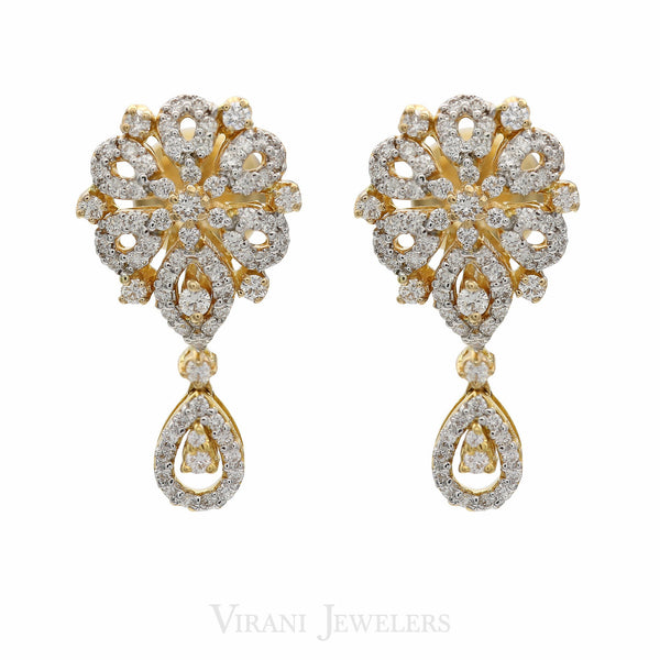 18k Gold Diamond Necklace and Earrings Set | 