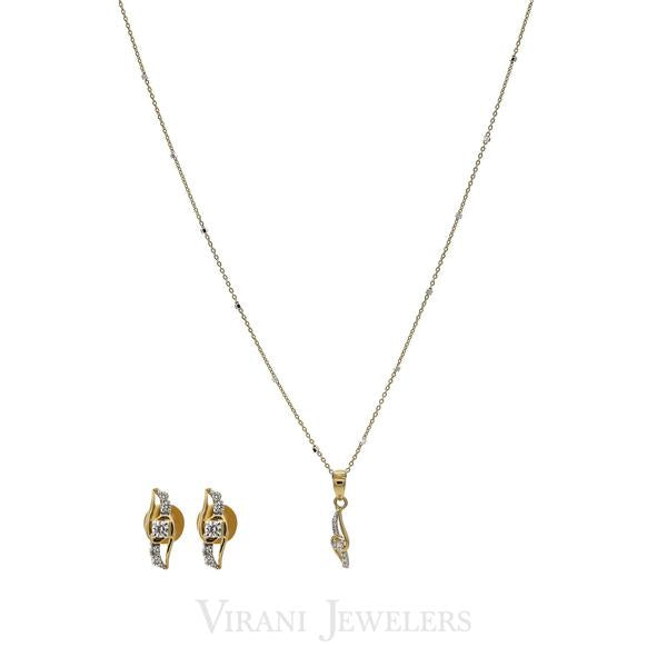 18k Diamond Necklace and Earrings Set | 