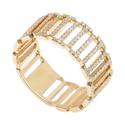 0.31CT Diamond Fence Frame Ring Set In 14K Yellow Gold