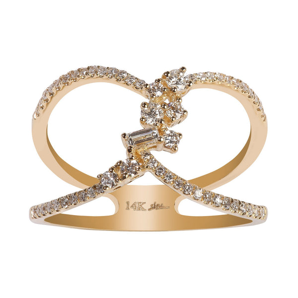 0.33CT Diamond Wish Heart Ring Set In 14K Yellow Gold | 0.33CT Diamond Wish Heart Ring Set In 14K Yellow Gold for women. This ring combines a wish and cl...