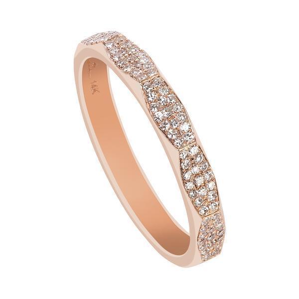 0.17CT Modern Diamond Ring Set in 14K Rose Gold | 0.17CT Modern Diamond Ring Set in 14K Rose Gold for women. Modern, minimalist piece with beautifu...