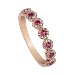 Minimalist 0.24 CT Diamond Ring in 14k Rose Gold with Ruby Stones