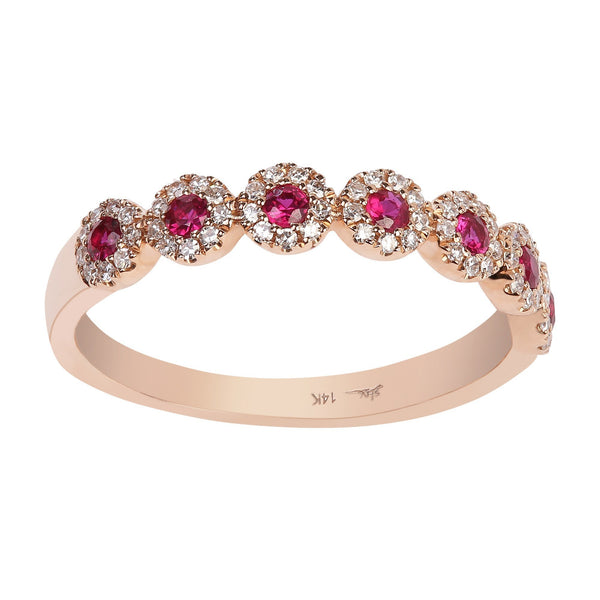 Minimalist 0.24 CT Diamond Ring in 14k Rose Gold with Ruby Stones | Minimalist 0.24 c.t. Diamond Ring in 14k Rose Gold with Ruby for women. Gold weight is 2.2 grams....