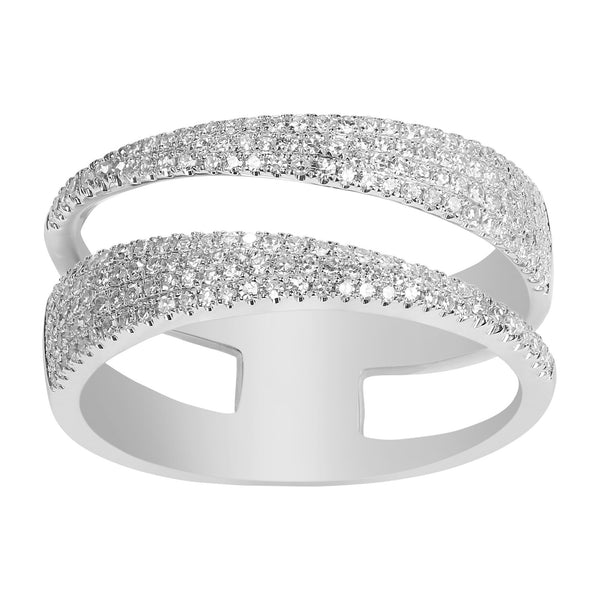 0.45CT Diamond Encrusted Swirl Stacked Ring Set In 14K White Gold | 0.45CT Diamond Encrusted Swirl Stacked Ring Set In 14K White Gold for women. Ring features a swir...