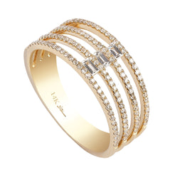 0.4CT Multi Layer Stacked Diamond Ring Set In 14K Yellow Gold