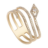 0.28CT Stacked Snake Diamond Ring Set In 14K Yellow Gold | 0.28CT Stacked Snake Diamond Ring Set In 14K Yellow Gold for women. Diamond ring features a movin...