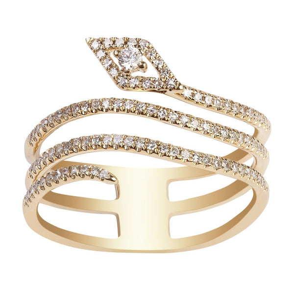0.28CT Stacked Snake Diamond Ring Set In 14K Yellow Gold | 0.28CT Stacked Snake Diamond Ring Set In 14K Yellow Gold for women. Diamond ring features a movin...