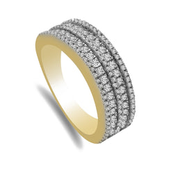 Multi-row Pave 0.77CT Diamond Band Set in 14K Yellow Gold
