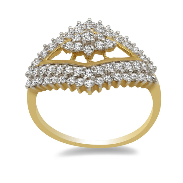 0.85CT Diamond Floral Cocktail Ring Set in 18K Yellow Gold | 0.85CT Diamond Floral Cocktail Ring Set in 18K Yellow Gold for Women. Open diamond frame encasing...