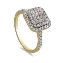 0.55CT Diamond Double Princess Frame Ring in 14K Yellow Gold