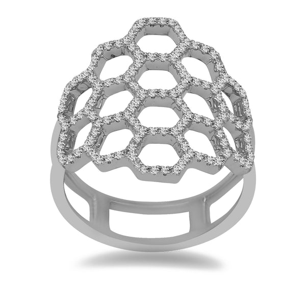 Minimalist 0.47 ct Diamond Ring in 14k White Gold Honeycomb Shape | 14K Diamond Ring Honeycomb shape for Women. Diamond weight is 0.47 ct. Total weight is 3.8 grams....