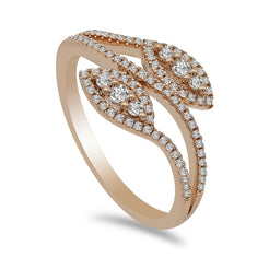 0.32CT Bisou Leaf Diamond Ring in 14K Rose Gold