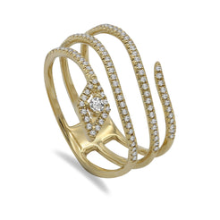 0.28CT Diamond Serpent Ring Set in 14K Yellow Gold