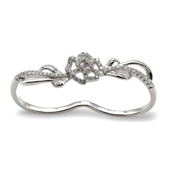 0.3CT Diamond Double Finger Ring W/ Floral Frame