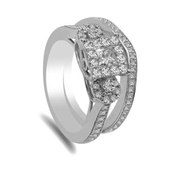 1.05CT Diamond Princess Shape Engagement Ring Set in 14K White Gold