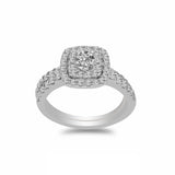 1CT Double Halo Diamond Engagement Ring Set in 14K White Gold | 1CT Double Halo Diamond Engagement Ring Set in 14K White Gold for women. Ring features a double s...