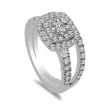 1CT Double Halo Diamond Engagement Ring Set in 14K White Gold | 1CT Double Halo Diamond Engagement Ring Set in 14K White Gold for women. Ring features a double s...