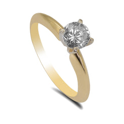 0.5CT Solitaire Diamond Ring Set in 18K Yellow Gold