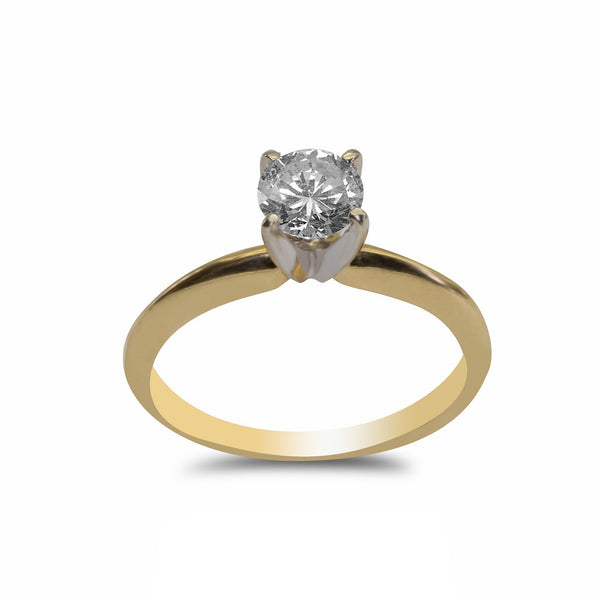 0.5CT Solitaire Diamond Ring Set in 18K Yellow Gold | 0.5CT Solitaire Diamond Ring Set in 18K Yellow Gold for women. Simple diamond ring features a hal...