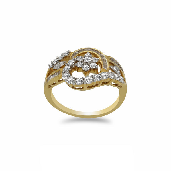 Flower Frame 0.89CT Diamond Ring Set in 18K Yellow Gold | Flower Frame 0.89CT Diamond Ring Set in 18K Yellow Gold for Women. Diamond ring features a floral...