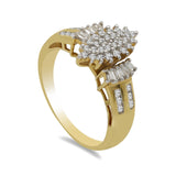 0.50CT Diamond Ring W/Marquise Cluster Frame Set in 18K Yellow Gold | 0.50CT Diamond Ring W/Marquise Cluster Frame Set in 18K Yellow Gold for Women. Ring features a ma...