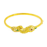 22K Yellow Gold Peacock Bangle W/ Emeralds, Rubies, & Cubic Zirconia | 22K Yellow Gold Peacock Bangle W/ Emeralds, Rubies, & Cubic Zirconia for women. This beautifu...