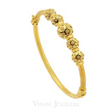 22K Yellow Gold Bangle W/ Honeycomb Patterned Beads | 22K Yellow Gold Bangle W/ Honeycomb Patterned Beads for women. Bangle features a double beaded fr...