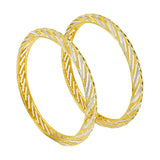 22k Two Tone Gold Bangles W/ Open Dot Pattern Stripes Set of Four | 22k Two Tone Gold Bangles W/ Open Dot Pattern Stripes Set of Four for women. Beautiful set of ban...