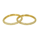 22k Two Tone Gold Bangles W/ Open Dot Pattern Stripes Set of Four | 22k Two Tone Gold Bangles W/ Open Dot Pattern Stripes Set of Four for women. Beautiful set of ban...