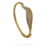 22K Yellow Gold Bisou Bangle W/ Cubic Zirconia Stones | 22K Yellow Gold Bisou Bangle W/ Cubic Zirconia Stones for women. Bangle features a beautiful hanc...