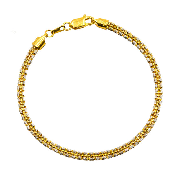 22K Multi Tone Gold Bracelet W/ Round & Rondelle Gold Beads | Accentuate your attire with an elegant touch of gold with this 22K multi tone gold women’s bracel...