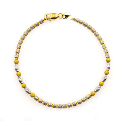 22K Multi Tone Gold Bracelet W/ Gold Rondelle, Barrel & Round Beads