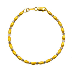 22K Multi Tone Gold Bracelet W/ Matte Oval Beads & Clustered Round Beads