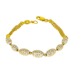 22K Multitone Gold Beaded Chain Bracelet