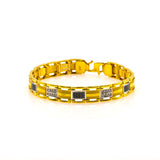22K Multi Tone Gold Men's Bracelet W/ Precious CZ Gems & Black Hand Paint | Make a unique statement with this masculine-chic 22K multi tone men’s bracelet from Virani Jewele...