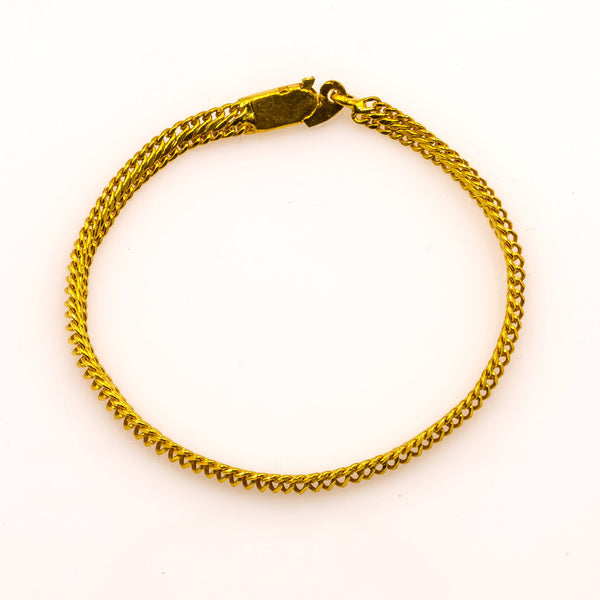22K Multi Tone Gold Men's Bracelet W/ Yellow & White Gold Square Accents | Add a classic touch to your chosen look with this handsome 22K multi tone gold men’s bracelet fro...