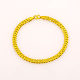 22K Yellow Gold Men's Bracelet W/ Cuban Link & Engraved Ripple Details | Sold