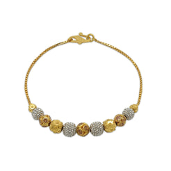 22K Multitone Gold Bracelet with White, Yellow, and Rose Gold Beads