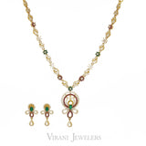 Peacock Pendant Necklace & Earrings Set W/ Emeralds, Rubies, & Cubic Zirconia Pavé | Peacock Pendant Necklace & Earrings Set W/ Emeralds, Rubies, & Cubic Zirconia Pavé for wo...