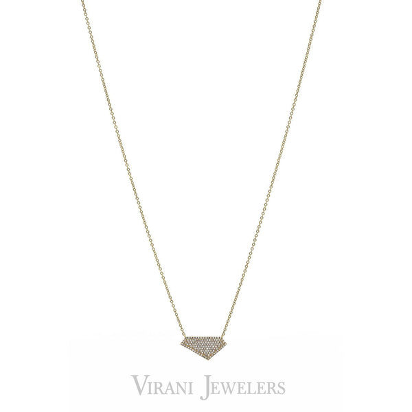 .28CT Diamond Pave Geometric Pendant set in 14K Yellow Gold | .28CT Diamond Pave Geometric Pendant set in 14K Yellow Gold for women. Minimal necklace features ...
