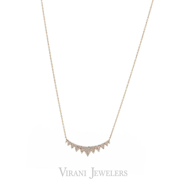 14K Rose Gold Diamond Necklace W/ 0.45ct Pave Diamonds | 
14K Rose Gold Diamond Necklace W/ 0.45ct Pave Diamonds for women. This minimalist 14K rose gold ...