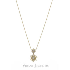 0.32CT Diamond Dual Pendant Necklace set in 14K Yellow Gold